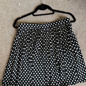 J. Crew Navy and White Polka Dot A-Line Skirt